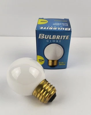 NEW Bulbrite 60W G16½ White Globe Bulb 125V 60G16EWH #310260 L2 - Image 1 of 3