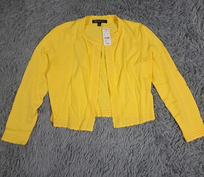 Cárdigan Brooks Brothers para mujer pequeño frente abierto amarillo manga larga nuevo con etiquetas Foto 1 de 4