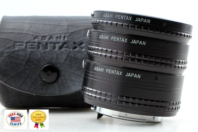 [Top MIint w/Case] Pentax Auto Extension Tube Ring A 1 2 3 Set for K From JAPAN - Image 1 of 4