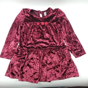Charlotte & Star 24M Burgundy Red Crushed Velvet Holiday Dress + Bloomers - Picture 1 of 7