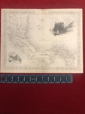 MAPA ISTMO de Panamá Centro América c1850 RAPKIN & ROGERS Coloreado a Mano Antiguo Foto 1 de 4