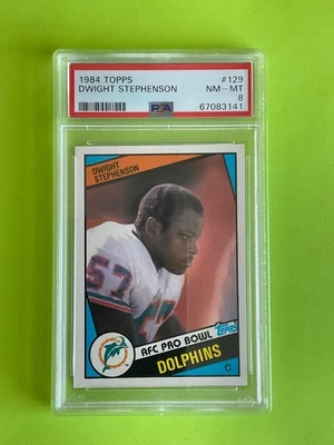 Dwight Stephenson 1984 Topps Rookie Football Card #129 -Miami Dolphins - PSA 8 - Image 1 of 2