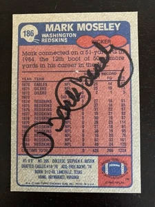 1985 Topps Mark Moseley #186 Redskins Signed Autograph Auto - Picture 1 of 2
