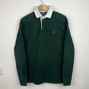 Vintage Polo Ralph Lauren Rugby Shirt Mens Small Green Custom Fit Preppy RL 90s - Picture 1 of 17