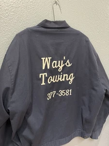 Giacca da lavoro uomo vintage anni 70 ricamata blu navy cotone zip taglia XL USA  - Foto 1 di 6
