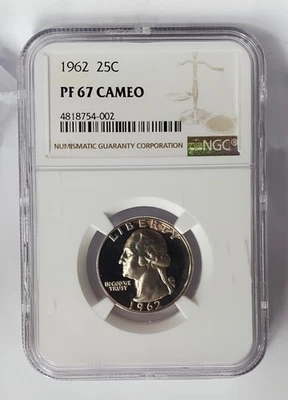 1962 Washington Silver Quarter NGC PF67 Cameo  - Image 1 of 2