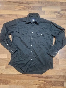 Wrangler Canvas Western Pearl Snap Shirt Men’s XXL Black Rugged Cowboy Workwear - Picture 1 of 8