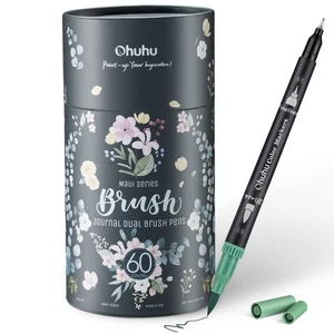 Ohuhu Markers for Adult Coloring Books No bleeding 60 Colors Coloring Markers - Picture 1 of 9