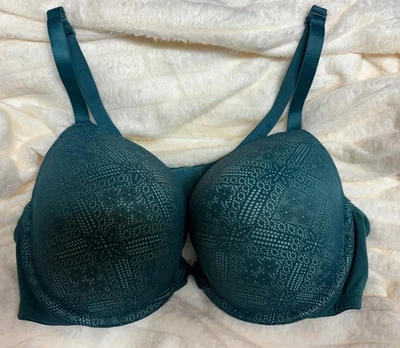 Lane Bryant Cacique Bra Size 46DD Green Boost Plunge Metallic Front Closure - Image 1 of 4