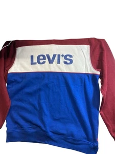 Sudadera Levi’s Cuello Redondo Hombre’s XL Forrada de Vellón Rojo Blanco Azul Colorblock  - Imagen 1 de 3