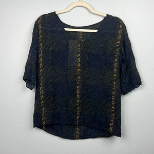 Jenni Kayne 100% silk plaid printed semi sheer blouse - Picture 1 of 7