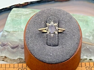 Винтажный 10K твердого желтого золота лаванды турмалин с бриллиантами кольцо sz 6--1814.25 - Изображение 1 из 4