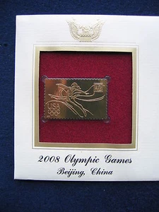 2008 Olympic Games Beijing China Replica FDC FDI 22kt Gold Golden Cover Stamp - Picture 1 of 3