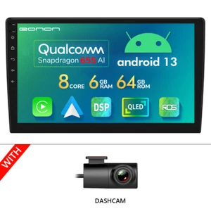 DVR+2DIN Android 13 8Core 6+64 Car Stereo 10.1" QLED SatNav CarPlay Radio 4G LTE - Picture 1 of 24