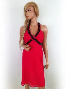 Red Herring  Size 8 (36) Red Midi Ball Gown Evening Dress Sleeveless Crystals - Picture 1 of 5