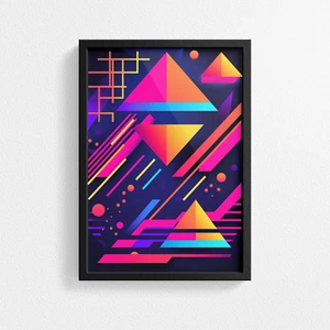 Vintage 80's Geometric Design Retro Poster Print - Modern Interiors Wall Decor - Picture 1 of 13