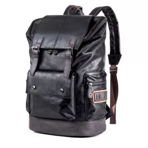 Men Leather Backpack Shoulder Bag Weekender Travel School Laptop Bags Daypack US - Picture 1 of 6