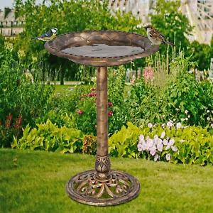 28" Lightweight Bird Bath Feeder Standing Outdoor Garden Patio Decor Bronze - Picture 1 of 24