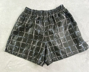 Pantaloncini Nike vintage uomo XL neri a quadri abbaglianti raso lucido boxe calcio y2k - Foto 1 di 11