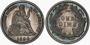 1890 PCGS PR64 Mintage-590 - 2nd Lowest From 1866 Onward! PROOF Seated Dime 10C - Picture 1 of 3