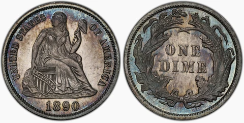 1890 PCGS PR64 Mintage-590 - 2nd Lowest From 1866 Onward!  PROOF Seated Dime 10C Cover