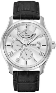 Orologio Bulova Uomo Acciaio Automatico Argento Multifunzione Pelle Nero _96C141 - Foto 1 di 4