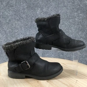 Roxy Boots Womens 6 Redding Pull On Winter Ankle Bootie Black Faux Leather - Picture 1 of 22