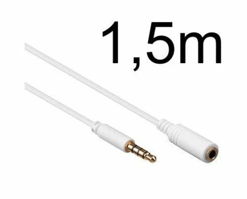 1,5m Audio Verlängerung Headset Kabel für Apple iPhone 2G 3G 3GS 4S 5S 6S weiss - Bild 1 von 1