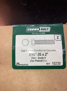 7/16x20x2-Bolts 25 Per Box - Picture 1 of 2