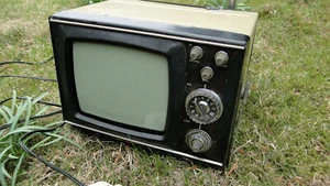 Vintage Soviet USSR Portable B&W Analog TV Early Metal Case Model - Picture 1 of 9