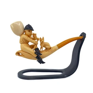 S.Yanik Meerschaum Pipe Jokey with Dog Smoking Pipe, Handmade Tobacco Pipe - Picture 1 of 13