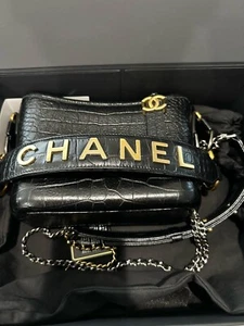 Chanel Black Crocodile Embossed Calfskin Small Gabrielle Hobo - Picture 1 of 10