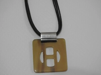 Hermes Buffalo Horn "H" Necklace Pendant Adjustable Length - Image 1 of 4