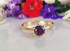 2.00Ct Round Simulated Amethyst Solitaire Engagement Ring 14k Yellow Gold Plated