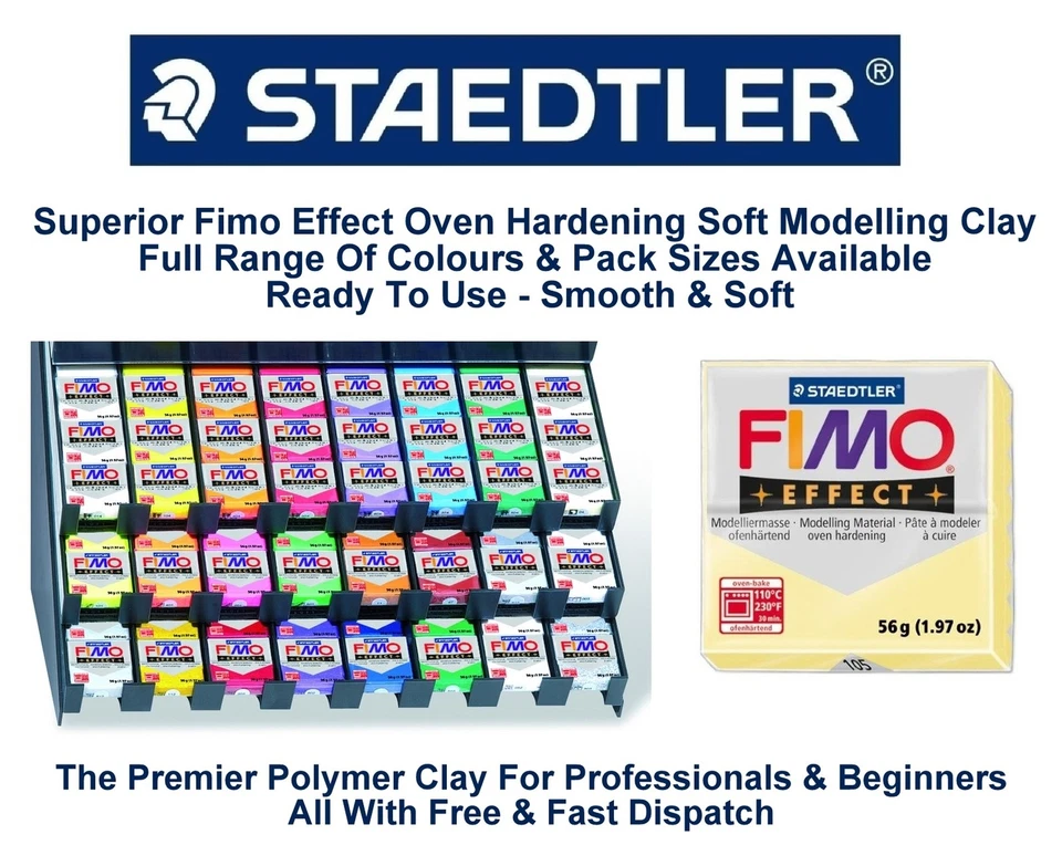 Staedtler Fimo Effect Polymer Modelling Moulding Clay Blocks 37 Colours 56G - Image 1 of 1