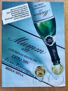 Mumm Extra Dry Sekt Rheingau Riesling Cuvée Original 1982 Vintage Advert Werbung - Bild 1 von 1