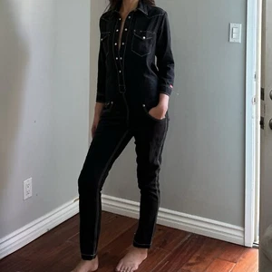 Anthro Denimist Cowboy Overall, Pearl Snap Front, Slouch Fit, Langarm, S - Bild 1 von 14