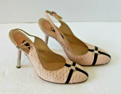 Zapatos George Mang Tacones Traseros Rosa Pitón Italia con Caja Mujer Talla 36.5 EE. UU. 6 Foto 1 de 4
