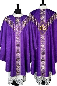 Purple Semi Gothic Chasuble with a matching inner stole - Picture 1 of 6