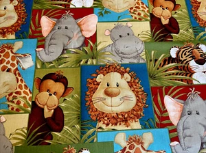 Dschungel Babys, Affe, Löwe, Baumwollstoff, Fat Quarter, FQ 18" lang x 21" breit - Bild 1 von 1