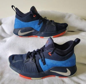 Nike Boy's Paul George PG 2 GS 943820-400 Blue/Orange Youth Sneakers Size US 7Y - Picture 1 of 16
