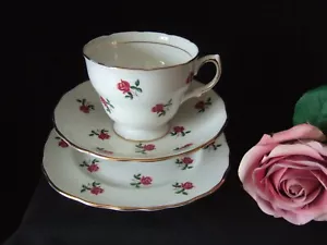 Vintage Colclough Duft Bone China Teetasse Untertasse & Teller Trio Ditsy Rosen - Bild 1 von 6