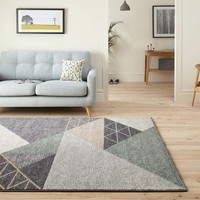 Charcoal Grey Rug Triangle Geometric Lounges Modern Carpet 80x150cm