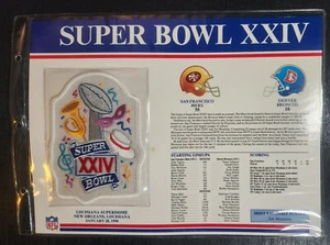 OFFICIAL NFL SUPER BOWL XXIV PATCH 1990 NINERS vs BRONCOS WILLABEE & WARD NEW - Picture 1 of 2
