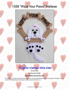 Wipe Your Paws - Maltese- Plastic Canvas Pattern or Kit - Picture 1 of 1