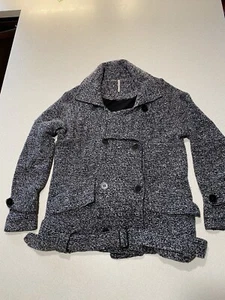 FREE PEOPLE Lined Slouchy Moto Jacket ~ Double Breasted w/ Waist Belt ~ Size XS - Picture 1 of 8
