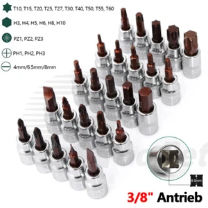 Steckschlüssel Satz 3/8" Nusssatz Stecknuss Torx Innensechskant Kreuz Pozidriv - Bild 1 von 49