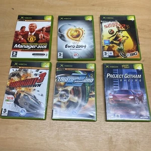 Raro pacchetto giochi XBOX originale - Need For Speed 2, Burnout 3, Euro 2004, FIFA - Foto 1 di 4