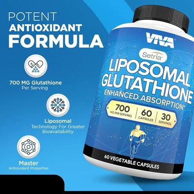 100% PURE Glutatione liposomiale 700mg-60 capsule