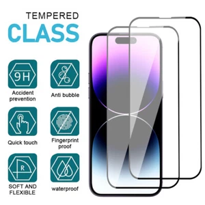 For iPhone 14 13 12 11 Pro Max XS Max Tempered Glass Screen Protector Protector - Picture 1 of 27